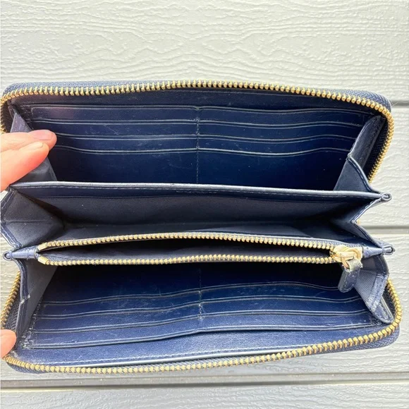 Coach Navy Leather Zip Wallet - Picture 5 of 6